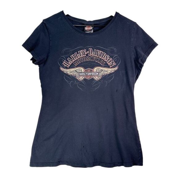 HARLEY-DAVIDSON Vintage Forever Silver Wings Motorcycle Tee Black M Short Sleeve - Picture 4 of 11